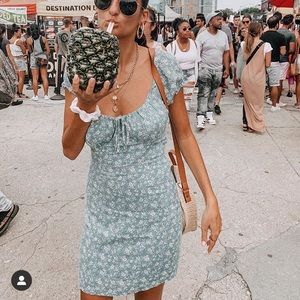 Sundae Muse Mint Green Floral Mini Dress